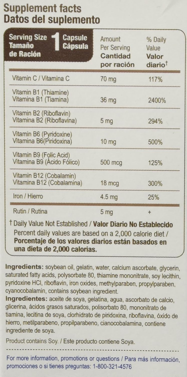 Bedoyecta Multivitamin with Iron, Folic Acid, Vitamin C, B1, B2, B9, and B12, 30 Capsules - görsel 2