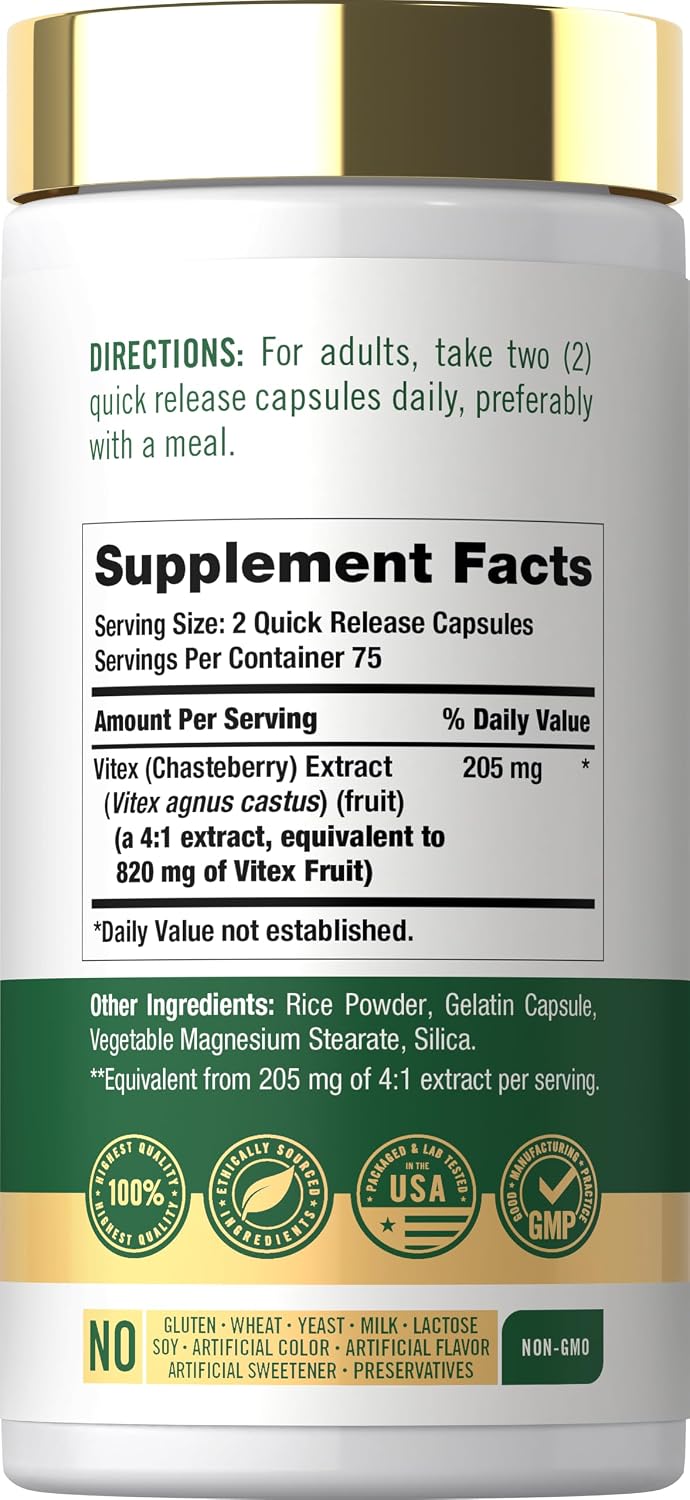 Carlyle Vitex Chasteberry Supplement, 150 Capsules - görsel 2