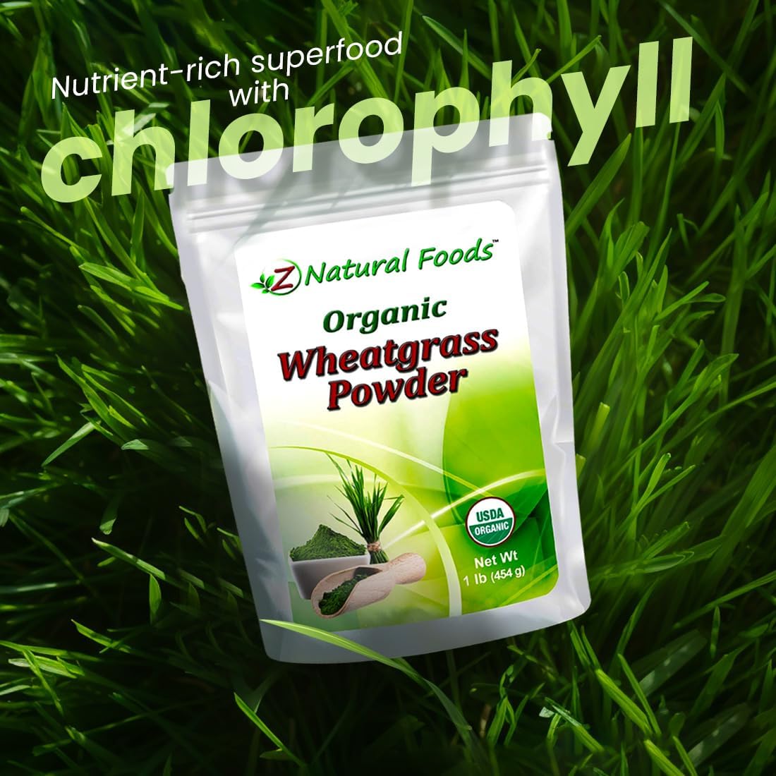Z Natural Foods Organic Wheatgrass Powder - Green Superfood, 454 g (87 Servings) - görsel 4