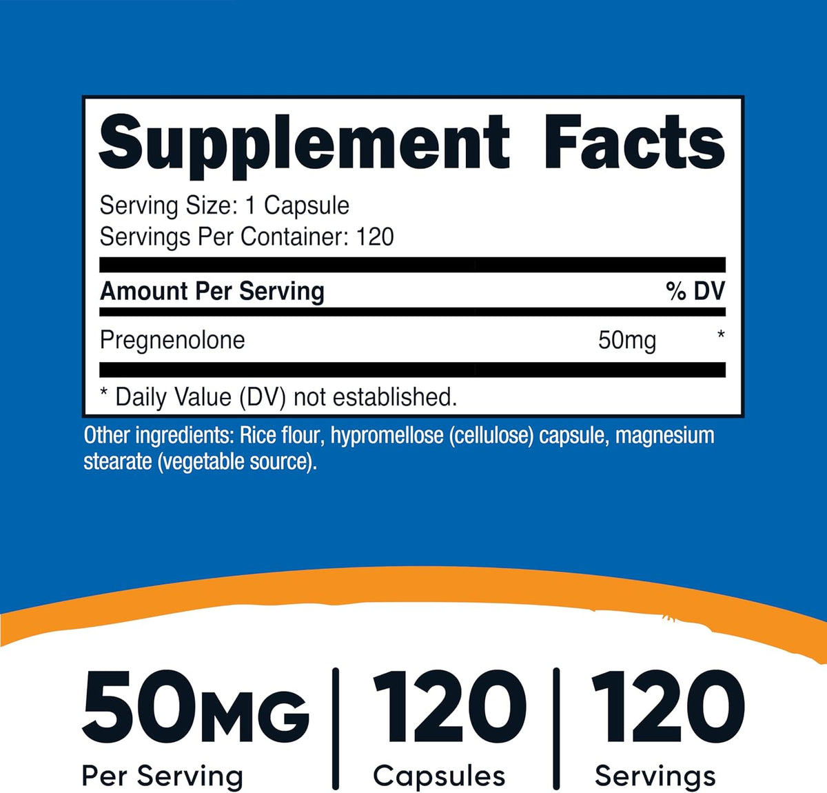 Nutricost Pregnenolone 50mg, 120 Capsules – Non-GM, Gluten-free, Vegetarian Capsules - görsel 2