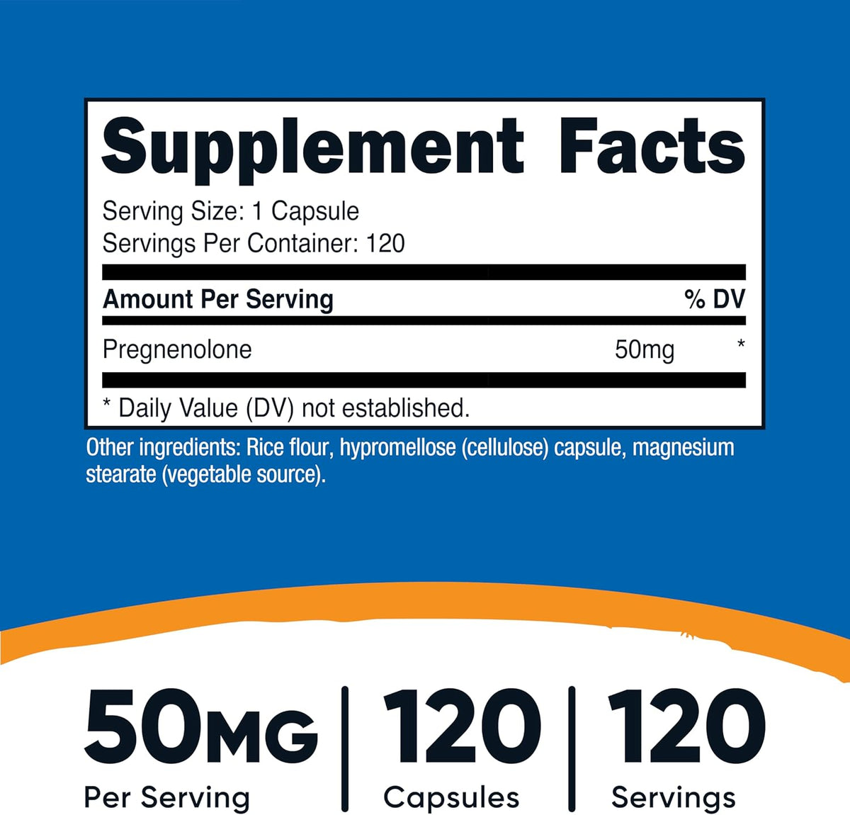 Nutricost Pregnenolone 50mg, 120 Vegetarian Capsules - Non-GMO, Gluten-free - görsel 2
