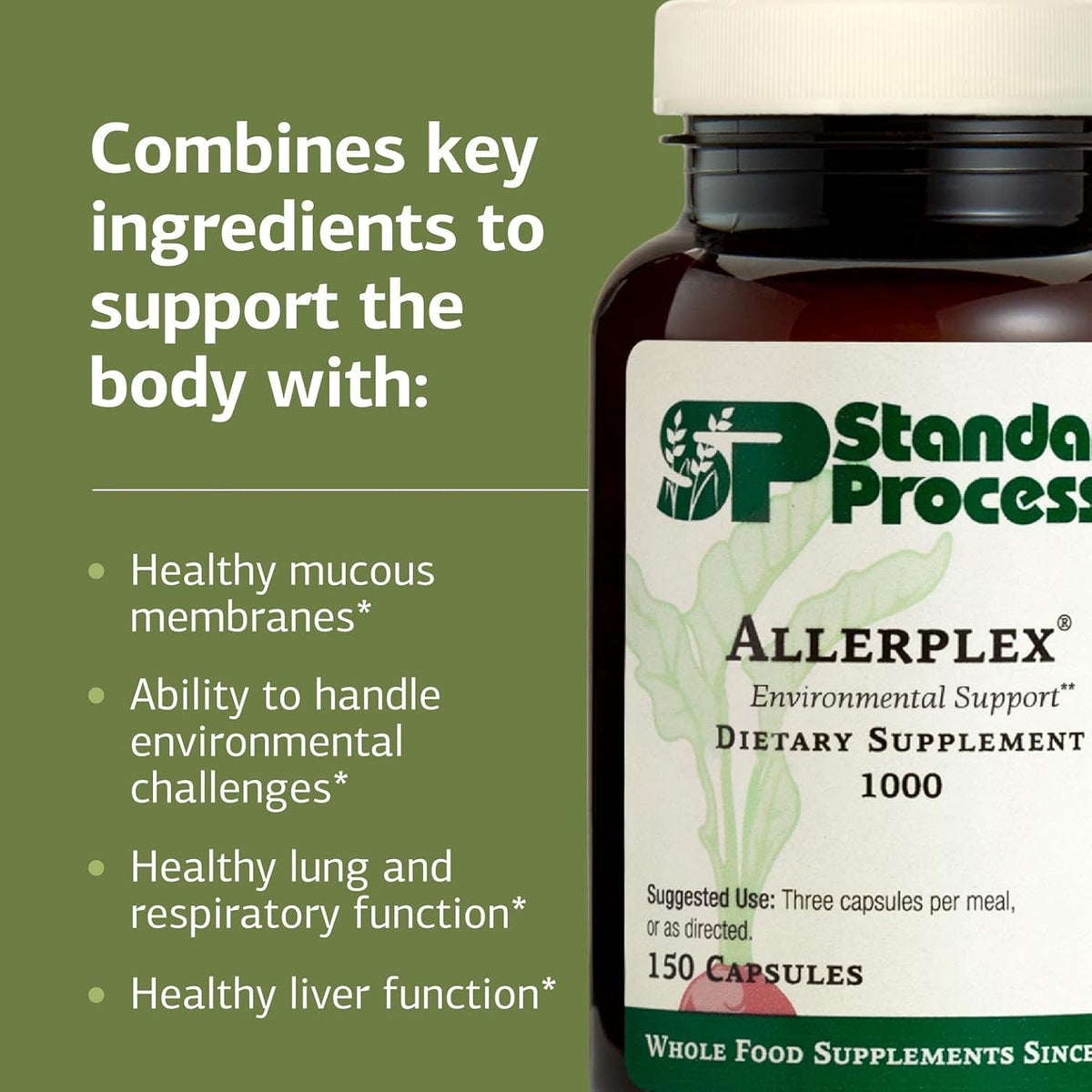 Standard Process Allerplex - Lung Health Support Supplement with Vitamin A & Pneumotrophin PMG - 150 Capsules - görsel 4