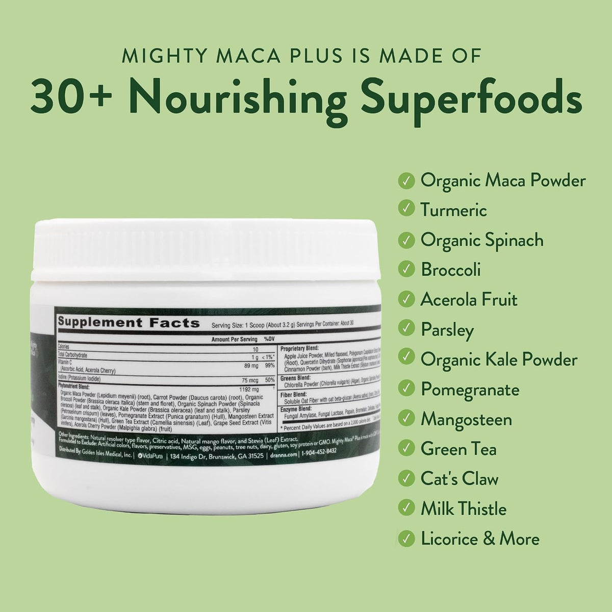 VIDAPURA Mighty Maca Plus Mango Superfood Greens Powder – Sugar-Free, Vegan, Alkaline, 30-Day Supply - görsel 8