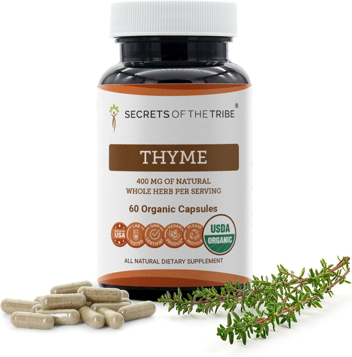 Secrets of the Tribe Organic Thyme Capsules – 60 Count - görsel 1