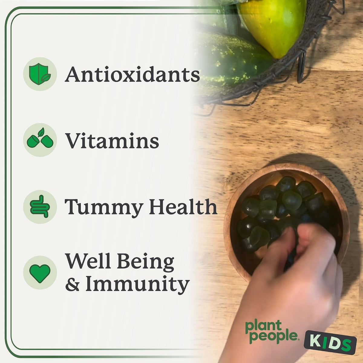 WonderGreens Kids Super Veggie Gummies - Sugar-Free Greens Gummies with Probiotics - Green Apple Flavour - 30 Count - görsel 6