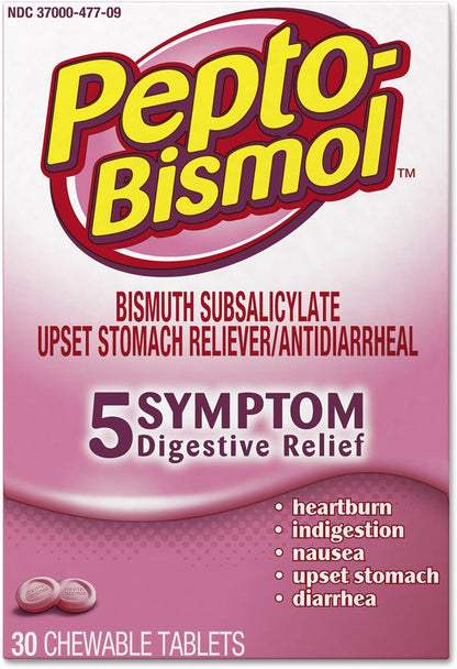 Pepto Bismol Chewable Tablets, Original Flavour, 30 Count