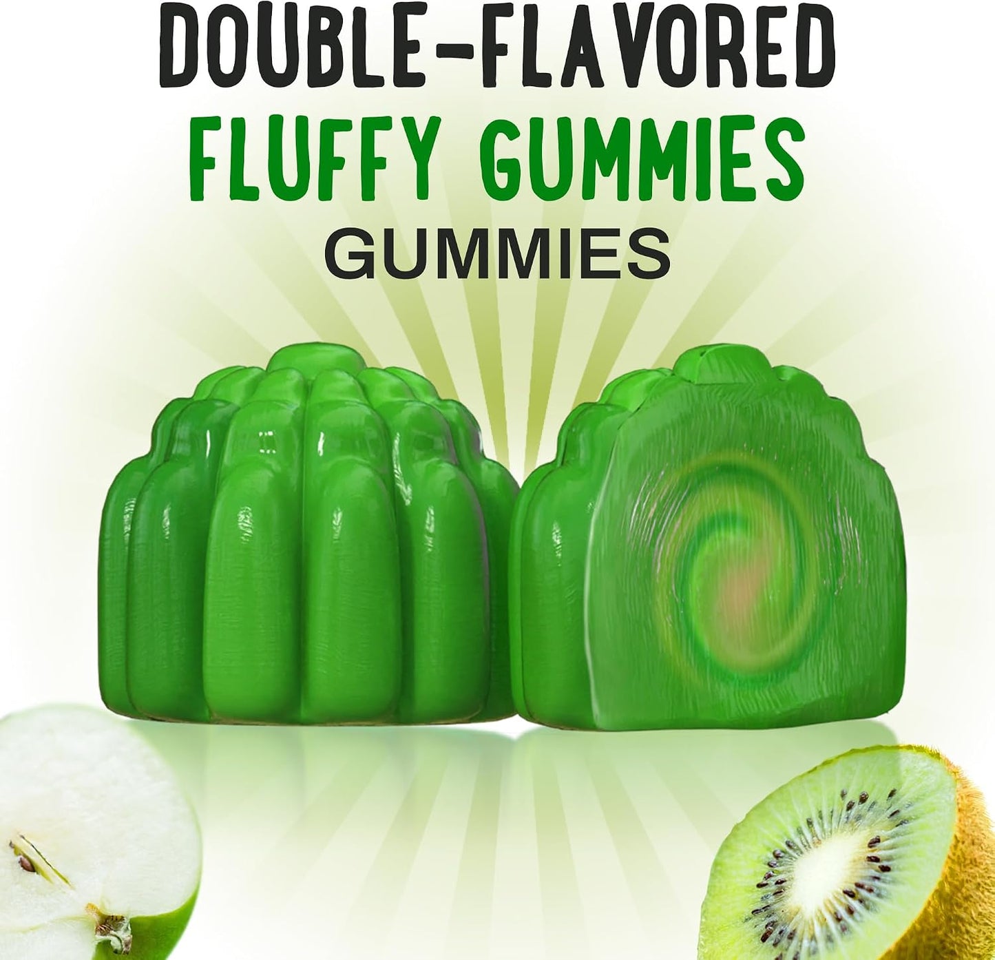 OH MY CHEWY Double-Flavoured Vitamin D3 K2 & Calcium Gummies - 5000 IU D3, 120 mcg K2 (MK-7), 120 mg Calcium - Vegan & Non-GMO - 60 Count - görsel 2