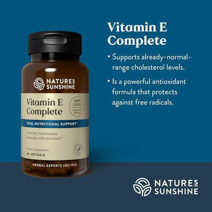 Nature's Sunshine Vitamin E Complete with Selenium, 60 Softgels