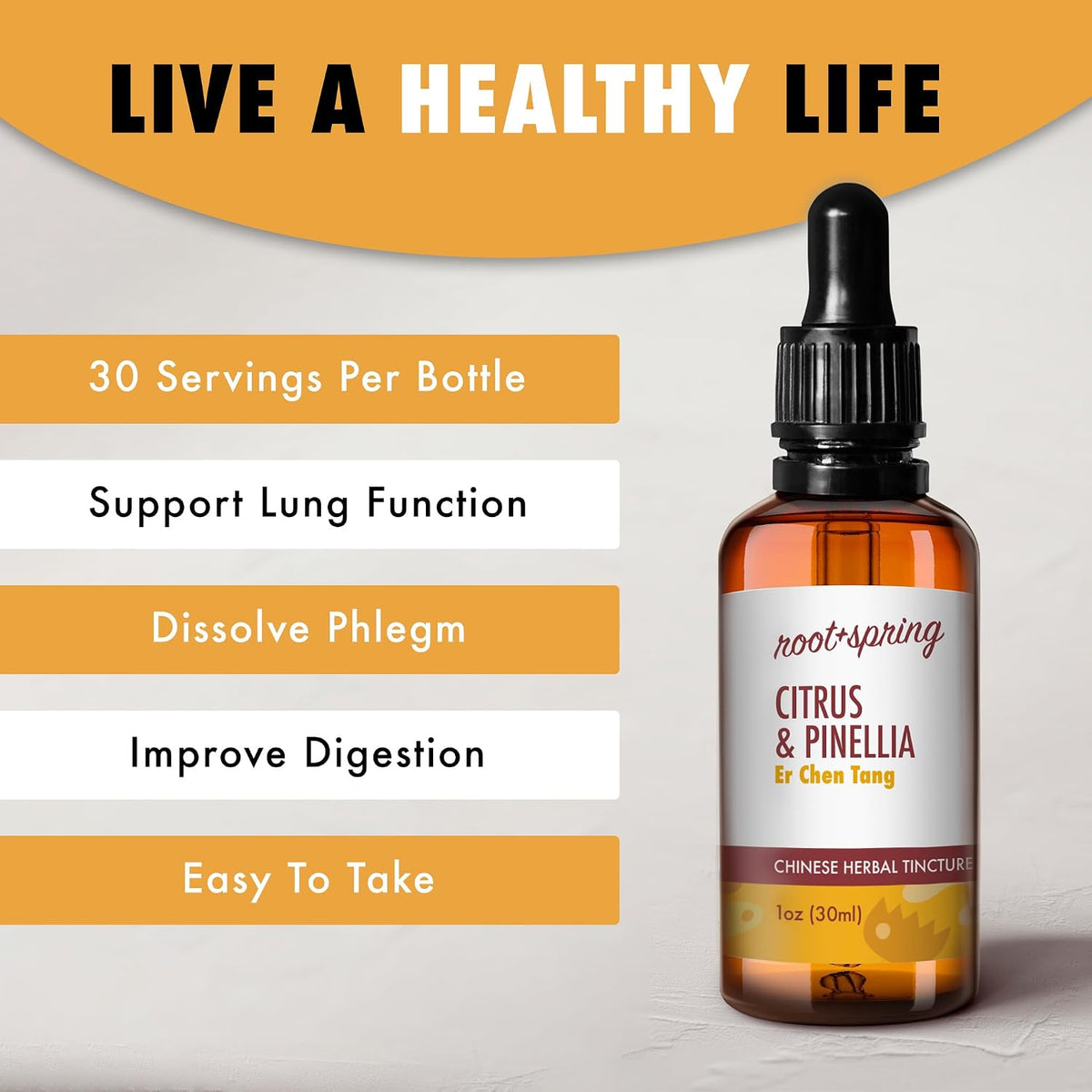 root + spring Citrus & Pinellia Herbal Tincture – Er Chen Tang Liquid Extract with Dropper, 30 ml - görsel 4