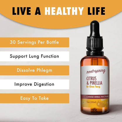 root + spring Citrus & Pinellia Herbal Tincture – Er Chen Tang Liquid Extract with Dropper, 30 ml