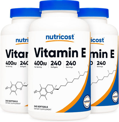 Nutricost Vitamin E 400 IU, 240 Soft gel capsule Capsules (2 Bottles)