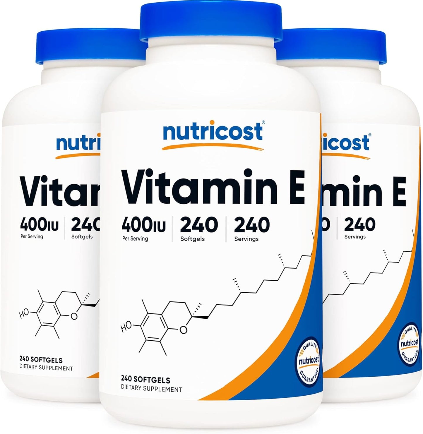 Nutricost Vitamin E 400 IU (240 Soft gel capsule Capsules) – 3 Bottle Value Pack - görsel 1
