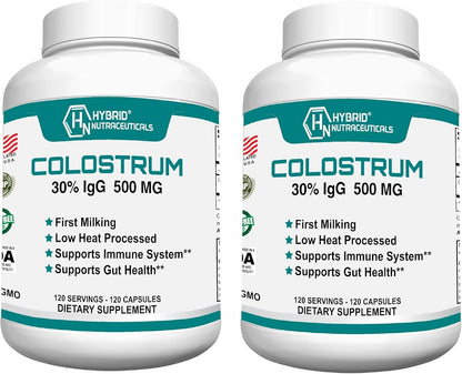Hybrid Nutraceuticals Bovine Colostrum 500mg 120 Capsules (30% IgG)