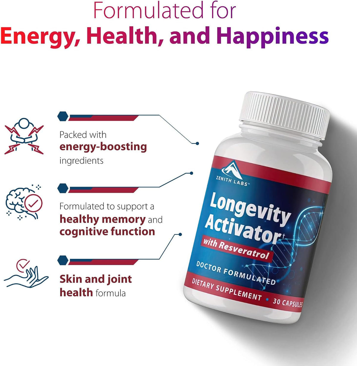 Longevity Activator Anti-Ageing Supplement with Resveratrol – Immune Support & Healthy Memory - görsel 3