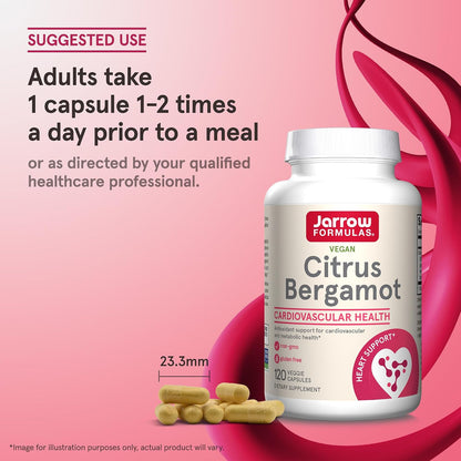 Jarrow Formulae Citrus Bergamot Supplement 500 mg - 120 Veggie Caps - Antioxidant Support for Cardiovascular & Metabolic Health