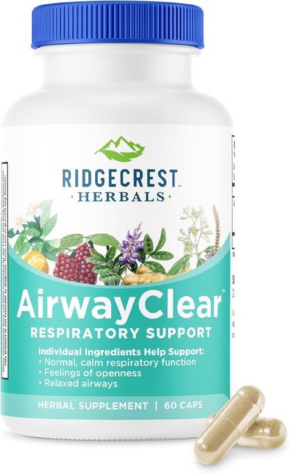 Ridgecrest Herbals AirwayClear - Lung Health & Respiratory Support Supplement (60 Vegan Capsules)