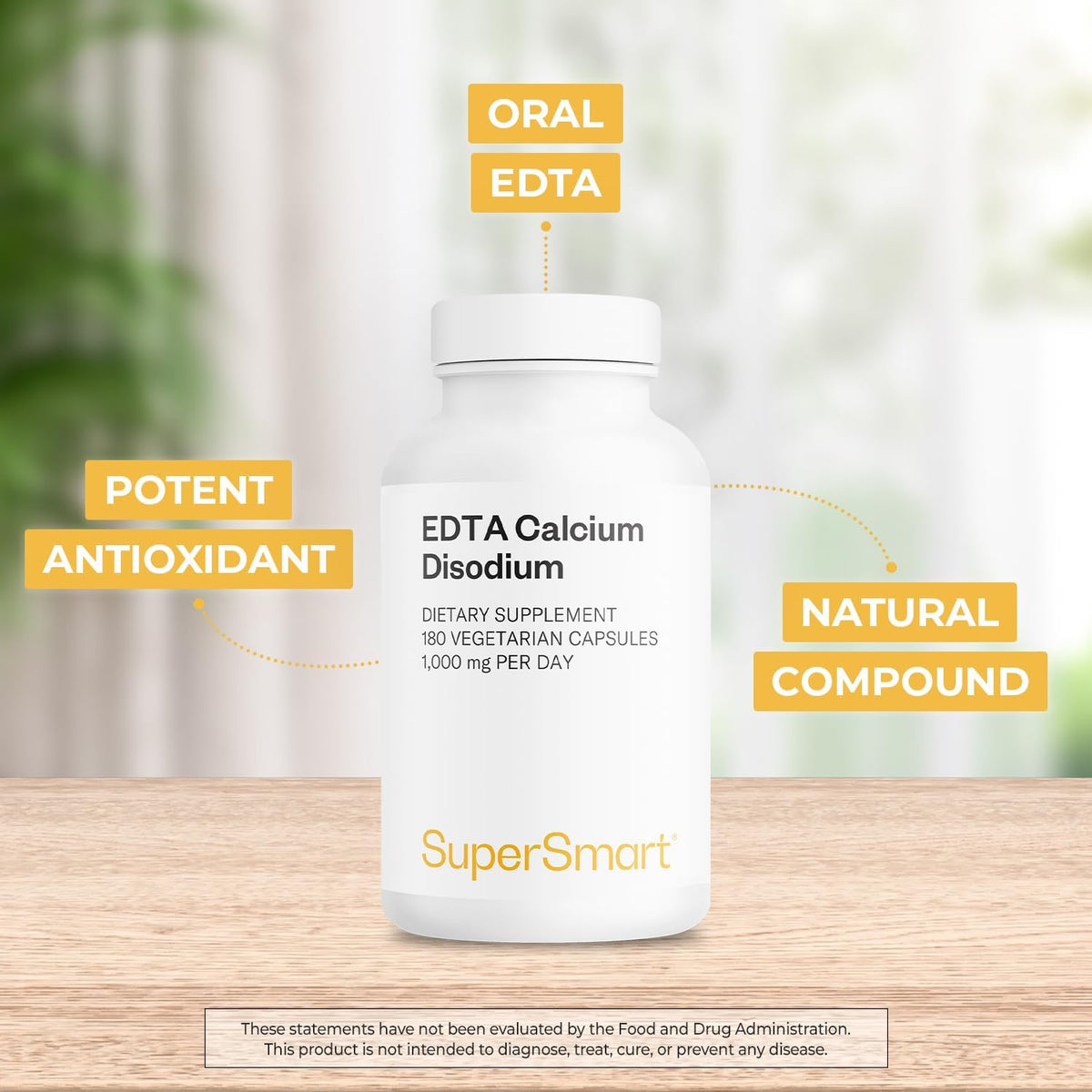Supersmart - EDTA 1000mg per Day - Calcium Disodium EDTA Supplement - 180 Vegetarian Capsules - görsel 3
