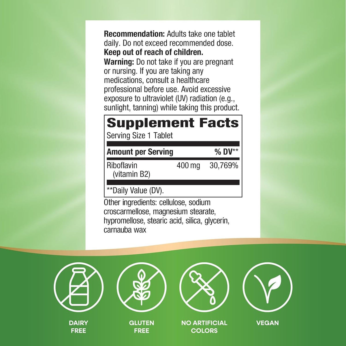 Nature's Way Enzymatic Therapy Riboflavin Vitamin B2, 400 mg - görsel 5