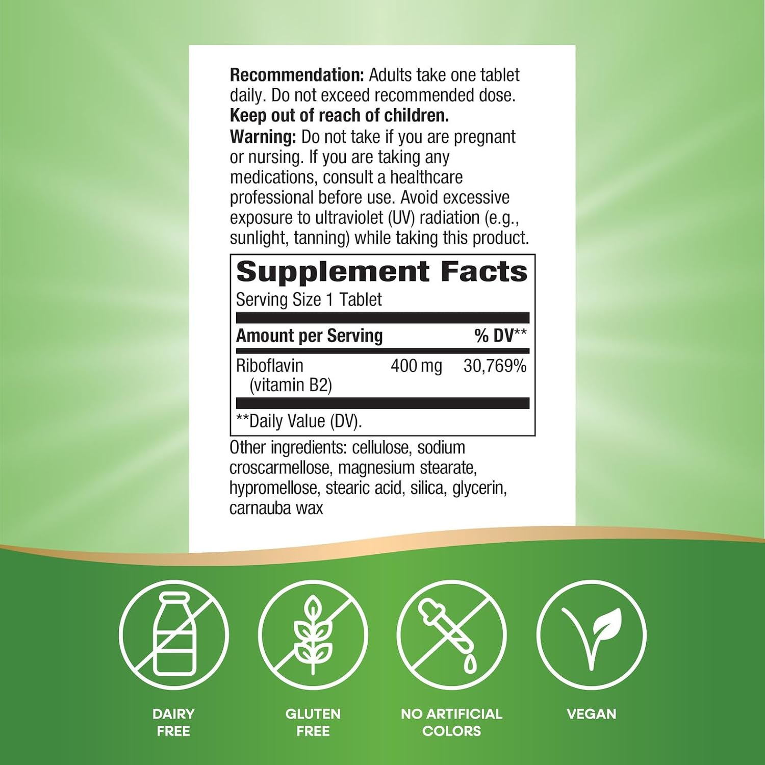 Nature's Way Enzymatic Therapy Riboflavin Vitamin B2, 400 mg - görsel 5