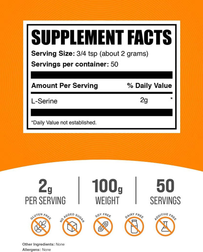BulkSupplements L-Serine Powder - 100g (3.5 oz)