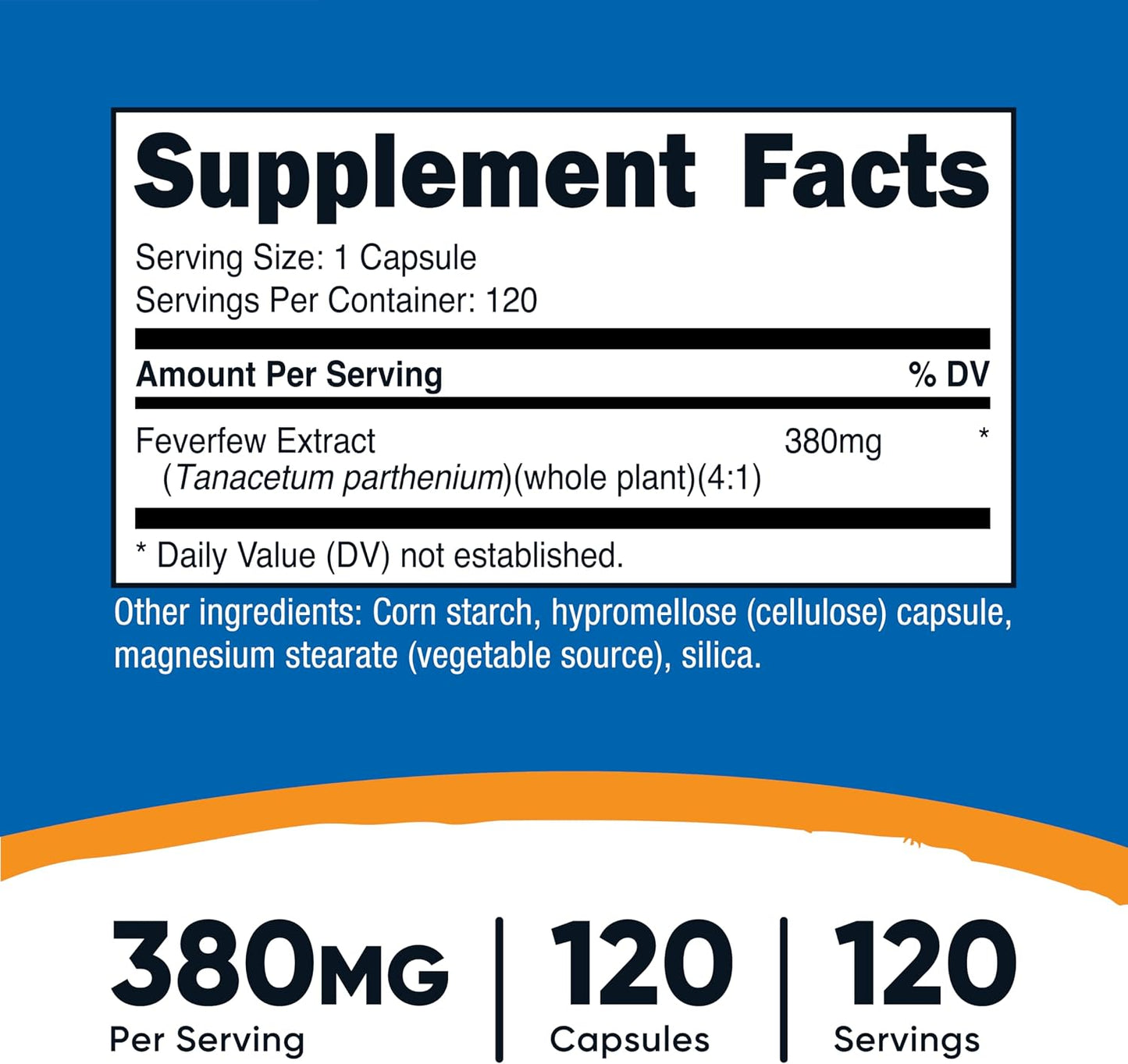 Nutricost Feverfew Capsules 380mg, 120 Vegetarian Capsules - görsel 2