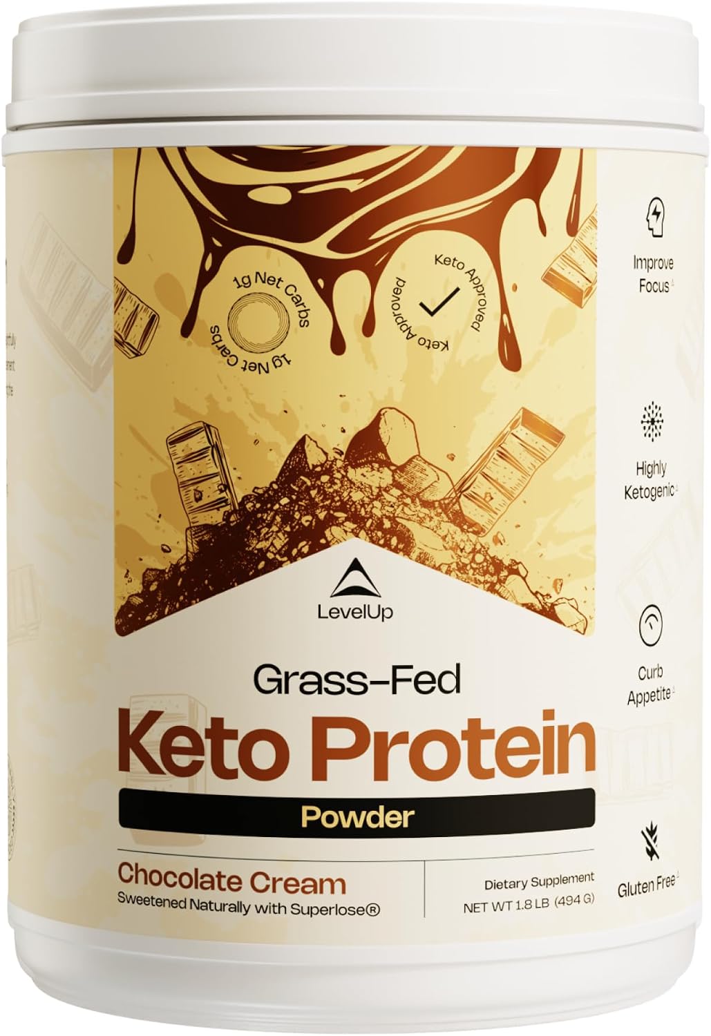 LevelUp Keto Protein with Collagen Peptides, MCT, and Whey Isolate - Vanilla Sweet Cream - görsel 7