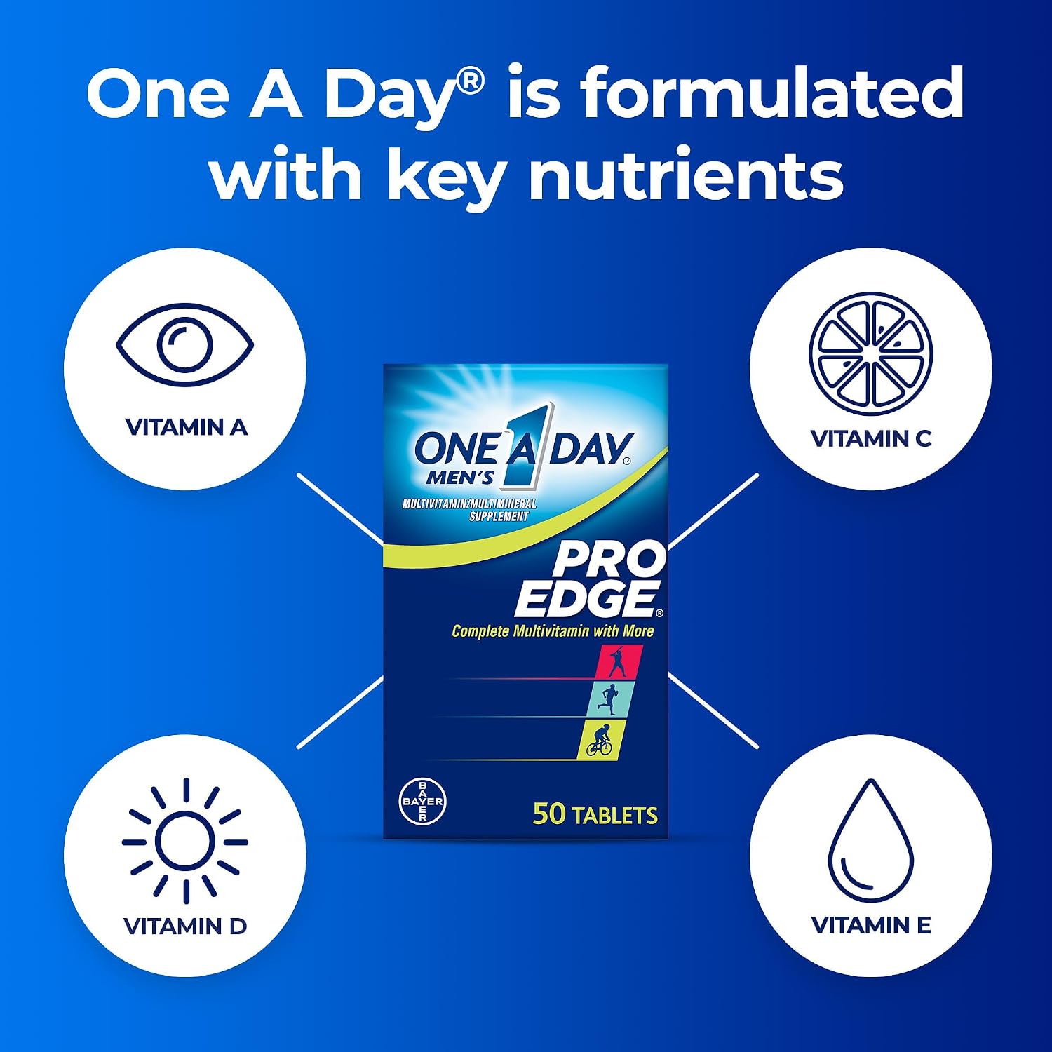 One A Day Men's Pro Edge Multivitamin, 50 Tablets - görsel 2