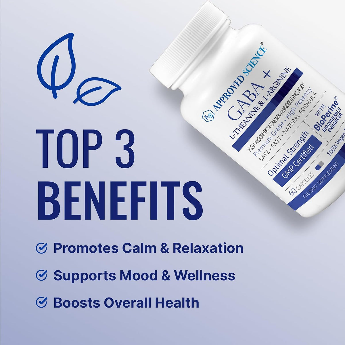 Approved Science GABA+ - Promote Calm, Support Sleep, Enhance Mood - 360 Vegan Capsules - görsel 3