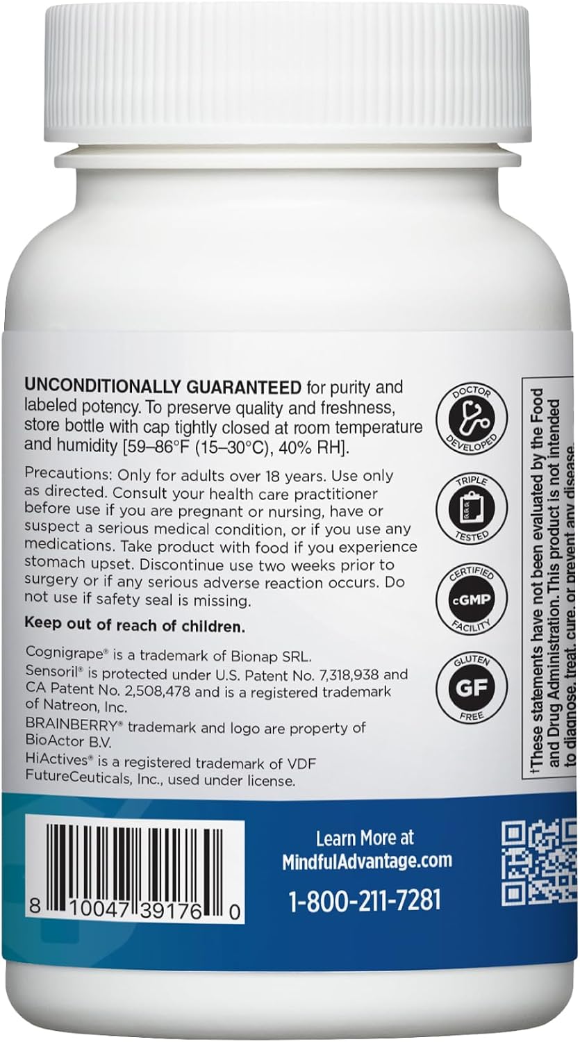 DOCTORS' PREFERRED Mindful Advantage Brain Supplements for Memory and Focus – Boost Memory, Mental Sharpness, Recall & Concentration – 30 Capsules - görsel 8