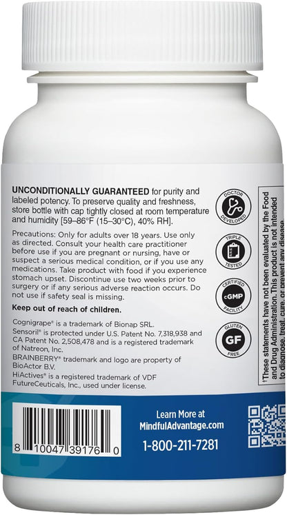 DOCTORS' PREFERRED Mindful Advantage Brain Supplements for Memory and Focus – Boost Memory, Mental Sharpness, Recall & Concentration – 30 Capsules