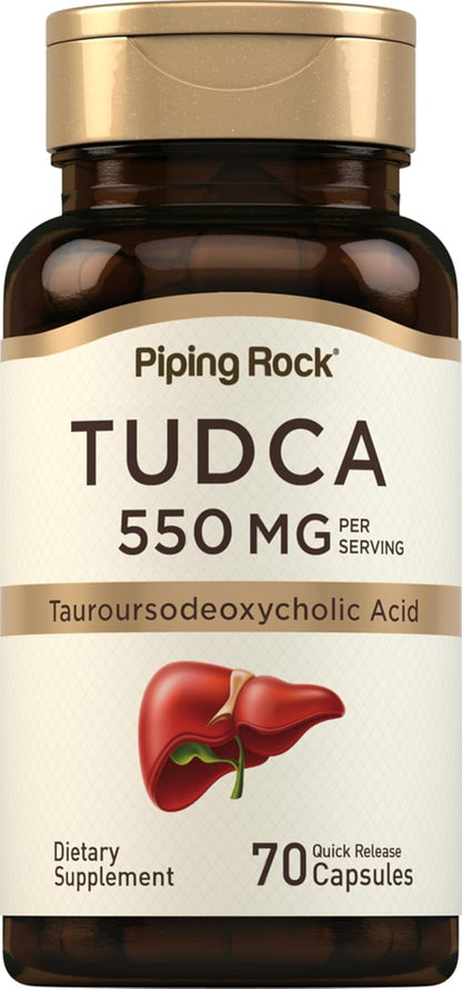 Piping Rock TUDCA Supplement – 550 mg, 70 Capsules – Tauroursodeoxycholic Acid, Non-GM, Gluten-free