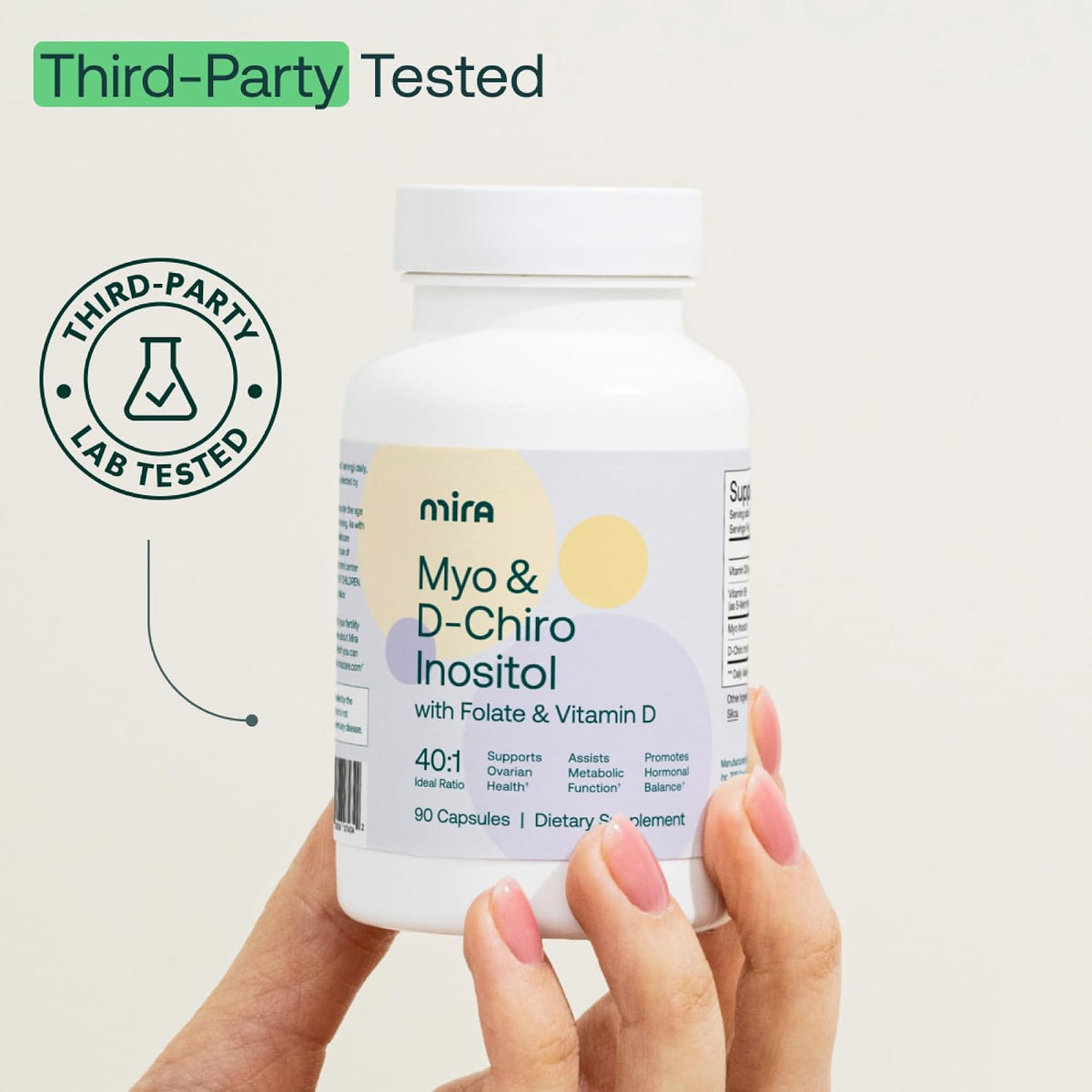 MIRA PCOS Supplement - Myo-Inositol & D-Chiro-Inositol 40:1 Ratio - Hormonal Balance & Ovarian Support - 90 Capsules - görsel 2