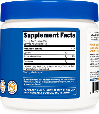 Nutricost D-Mannose Powder – 100g (50 Servings), Non-GMO, Gluten-free