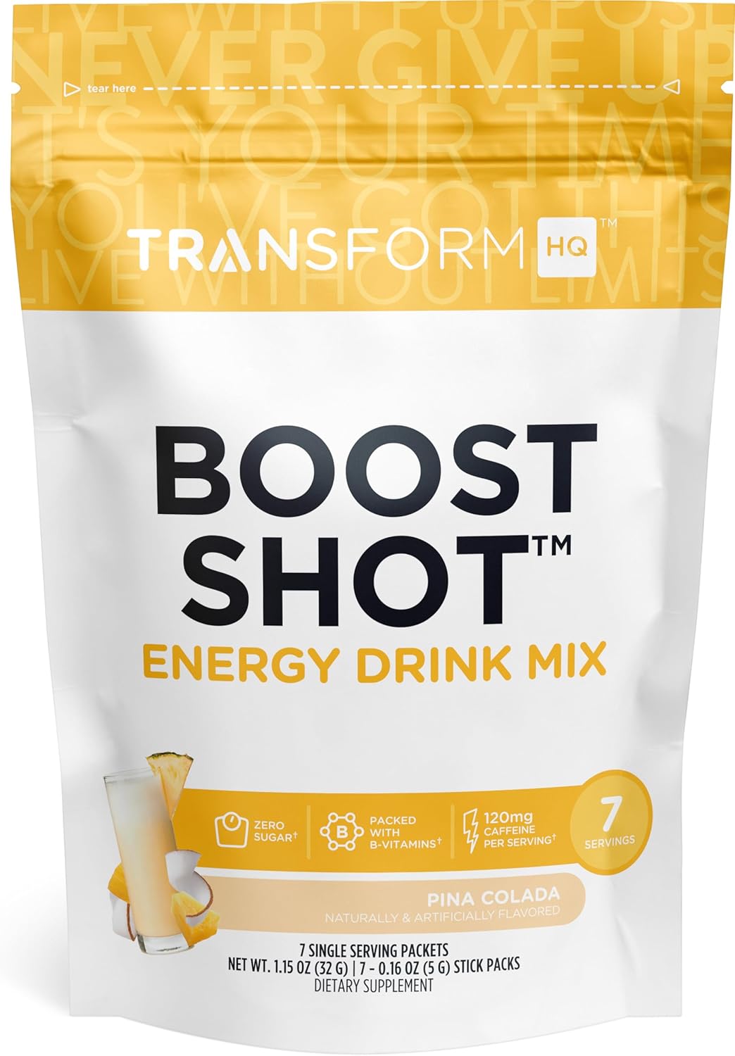 TransformHQ Boost Shot Powder Drink Stick Packets, Peach Mango, 7 Pack - görsel 7