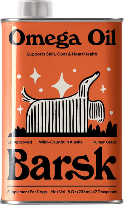 Barsk Wild Alaskan Fish Oil for Dogs & Cats - Helps Relieve Itchy Skin, Shiny Coat, Joint & Heart Health – Salmon Oil Formula High in Omega-3, EPA & DHA – Tasty Cat & Dog Food Toppers for Dry Food