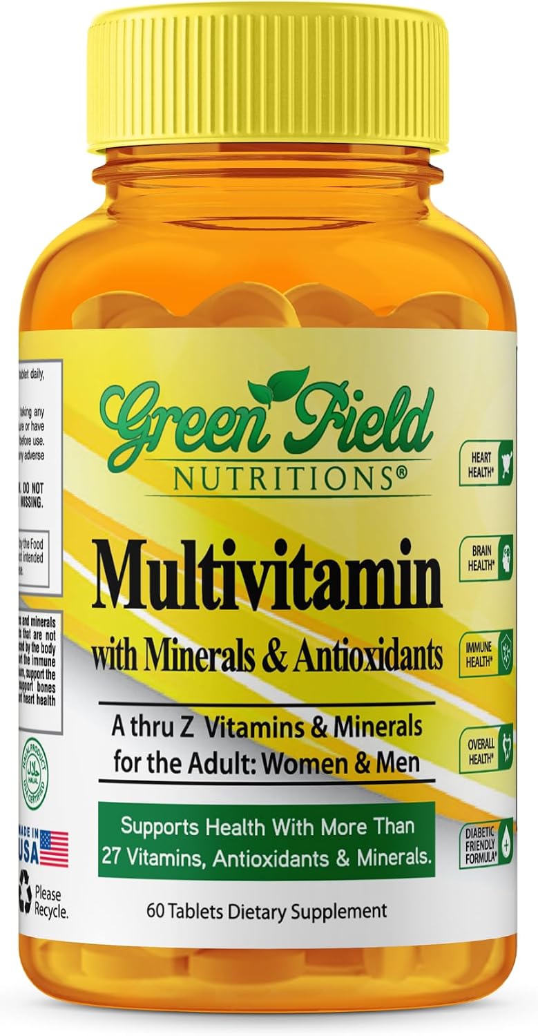 Greenfield Nutritions Halal Multivitamins for Women and Men - 60 Gelatine Free Tablets with 27+ Vitamins & Minerals - görsel 1
