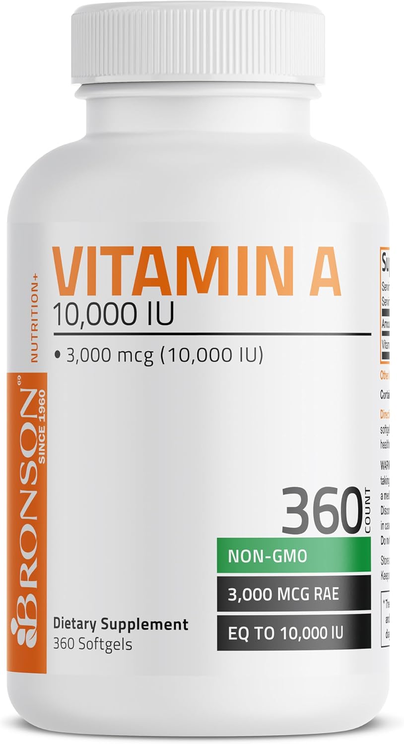 Bronson Vitamin A 10,000 IU Premium Non-GMO Formula, 360 Softgels - görsel 3