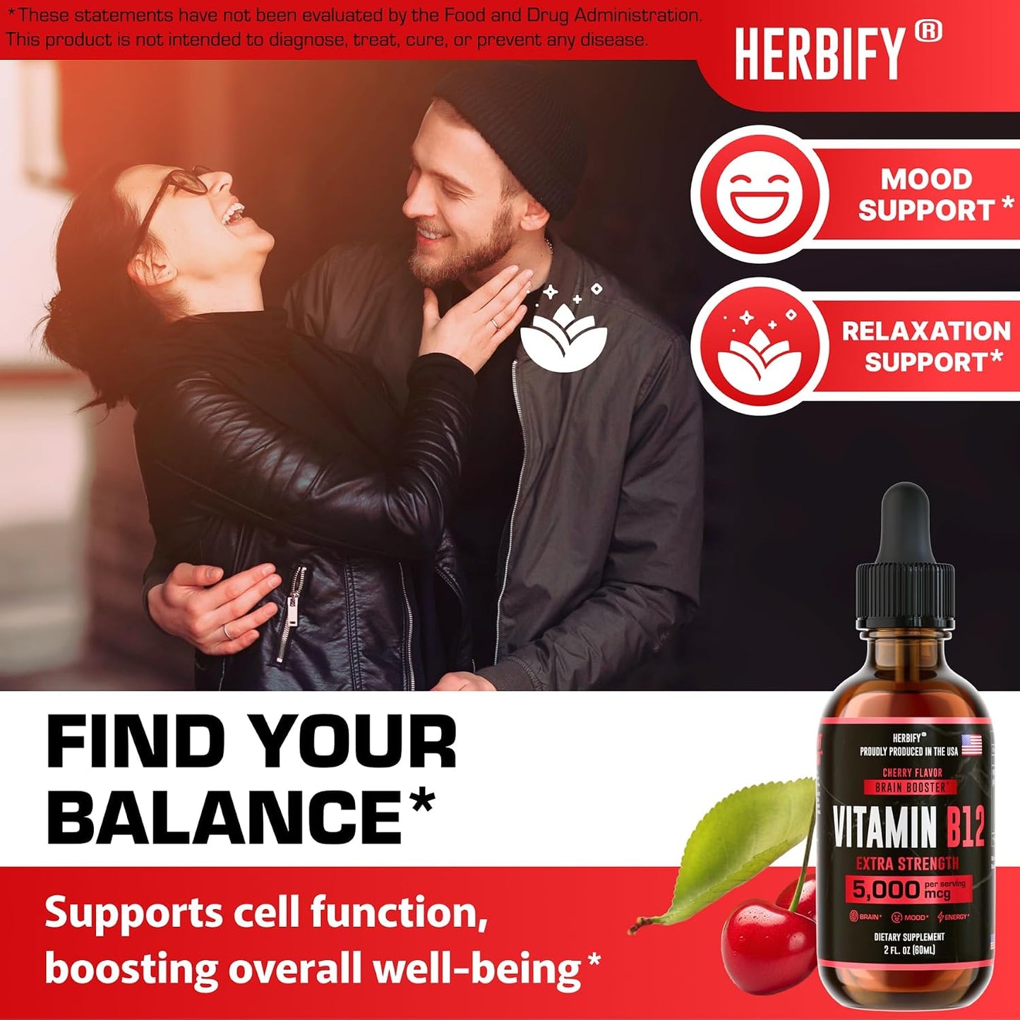 HERBIFY Vitamin B12 Methylated Multivitamin Energy Drops – 5000 mcg Methylcobalamin, 60 ml - görsel 5