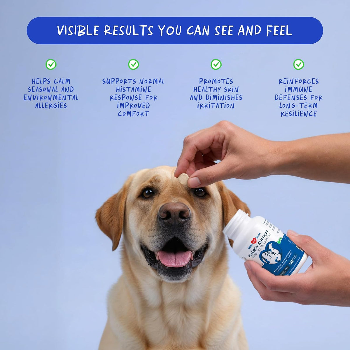Coco and Luna Allergy Relief for Dogs - 120 Chewable Tablets - görsel 2