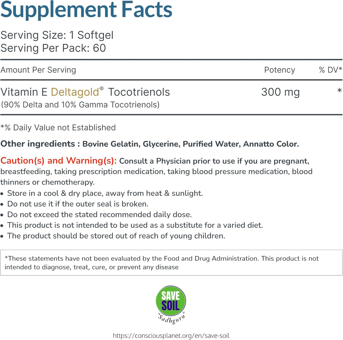 WELLNESS EXTRACT Eannatto Tocotrienols Vitamin E Supplement - Tocopherol Free, Non-GM, Gluten-free, Antioxidant (300mg, 60 Softgels) - görsel 3