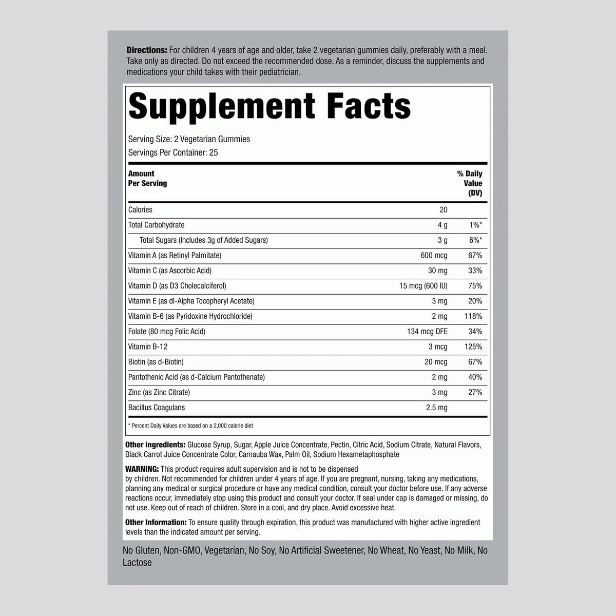 Piping Rock Children's Multivitamin Gummies with Probiotics - 50 Berry Punch Chewables - görsel 2