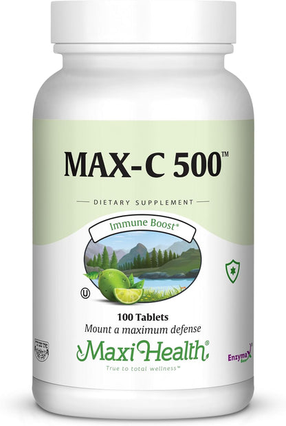Maxi Health Max-C 500 Vitamin C 500mg with Lemon Bioflavonoids Complex – Vegan, Kosher – 100 Tablets