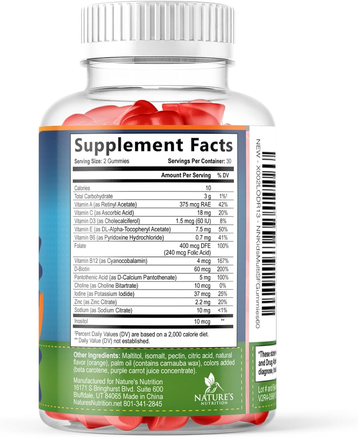 Nature's Nutrition Kids Multivitamin Gummies - Sugar Free - Orange Flavour - Non-GMO - 60 Gummies - görsel 9