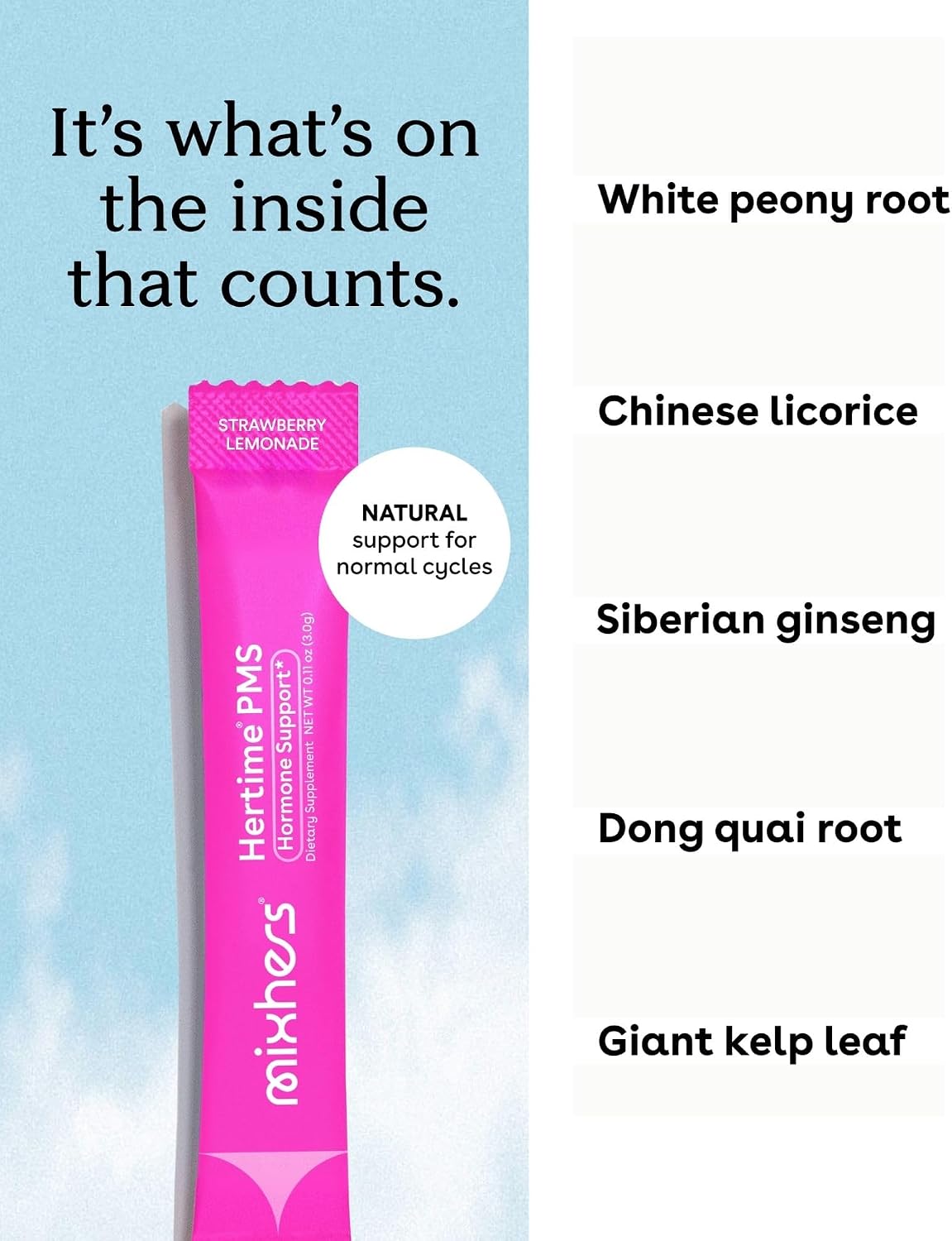 Mixhers Hertime PMS – Menstrual Support Drink Packets, Strawberry Lemonade, 15 Packets - görsel 4