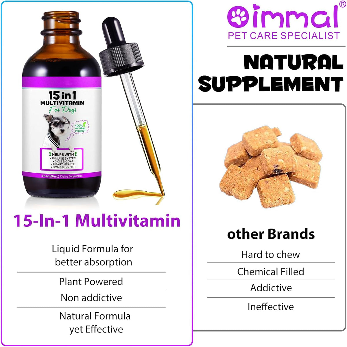 15-in-1 Dog Multivitamin Drops – Liquid Supplement with Glucosamine, MSM & Omega for Joint, Heart, Immune & Skin Health - görsel 5