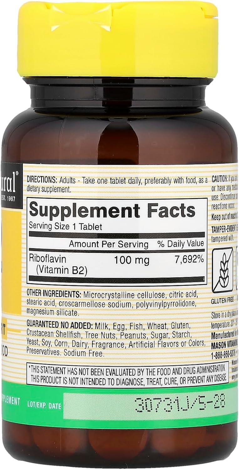 MASON NATURAL Vitamin B-2, 100 mg, 100 Tablets - görsel 2
