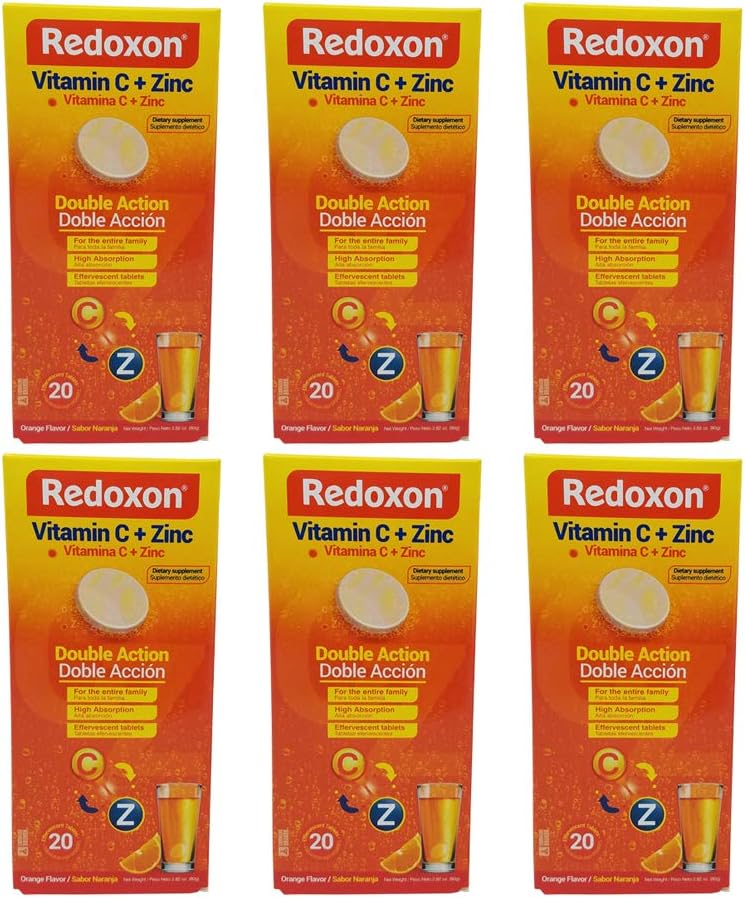 Redoxon Orange Effervescent Vitamin C with Zinc, 20 Tablets (6 Pack) 20 Count - görsel 1