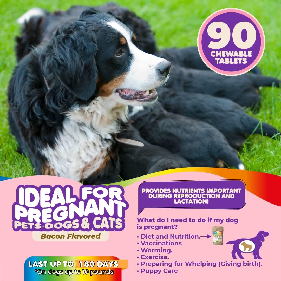 Dog Prenatal Vitamins – Multivitamin with Folic Acid, Calcium, Iron, Minerals and Amino Acids. Ideal for Pregnant, Nursing and New-born Pets – Senior Dog Supplement, Complete Puppy Multi Vitamin - görsel 3