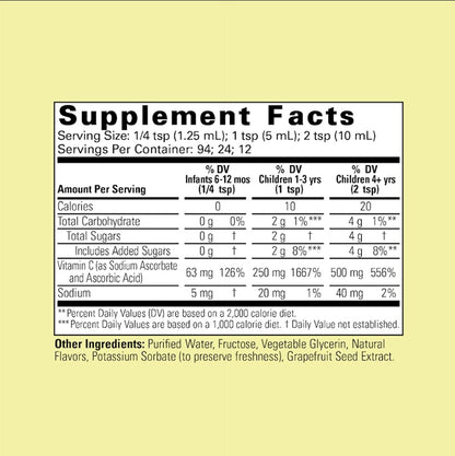 CHILDLIFE ESSENTIALS Liquid Vitamin C - Pure Vitamin C Liquid Supplement for Kids, Toddlers, & Babies, Immune System Support, Natural Orange Flavour - 4 Fl Oz (approx. 118 ml)