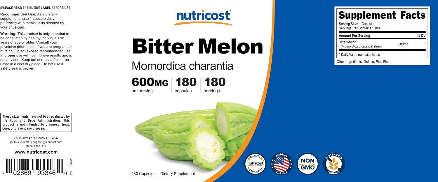 Nutricost Bitter Melon Extract 180 Capsules - görsel 6